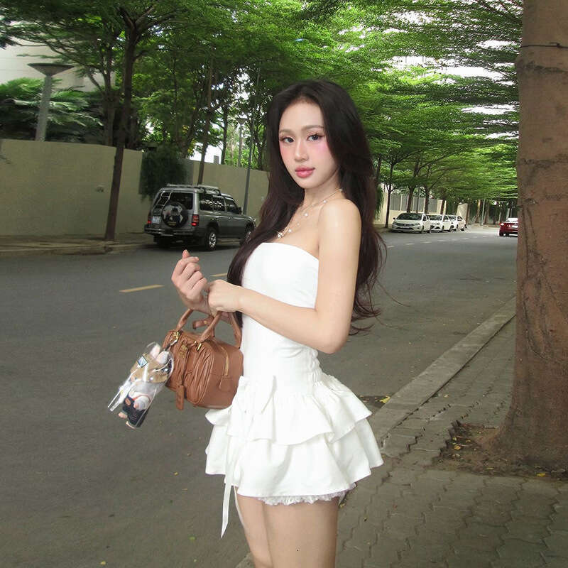 2024 Summer New Women's Solid Color Slim High Waist Fashion Off-Shoulder Tube Dress 798