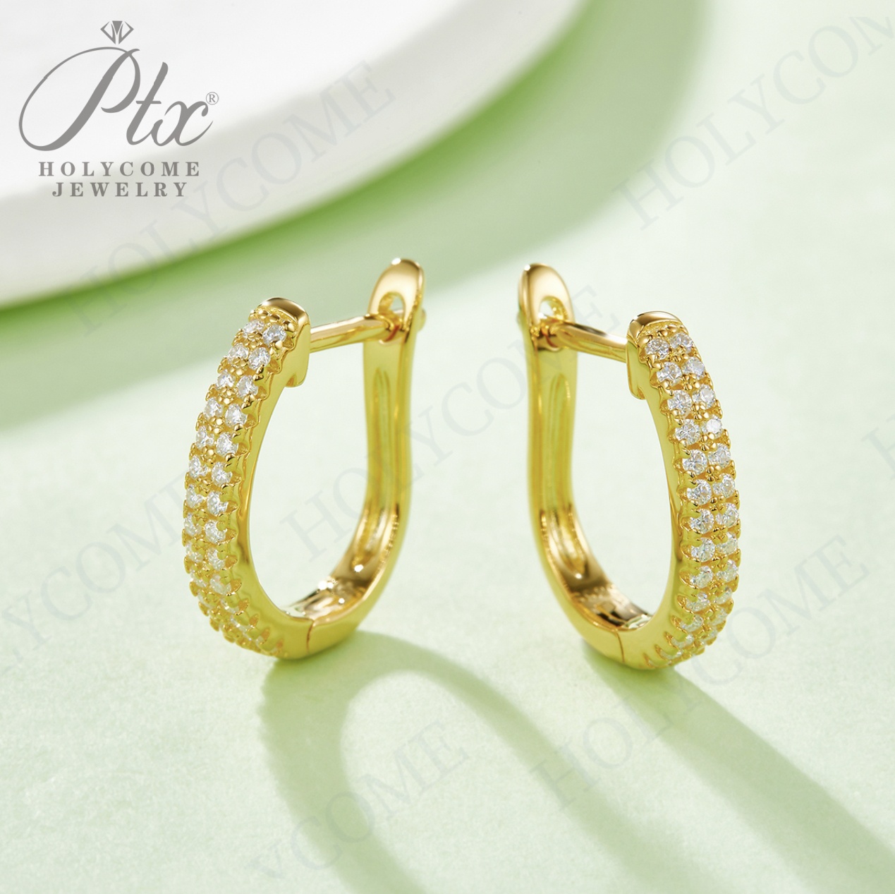 Original 925 Sterling Silver Women Small Size Hoop Earrings High Quality Shine Moissanite U Shaped Classic Style Earring For Women Jewelry Gift