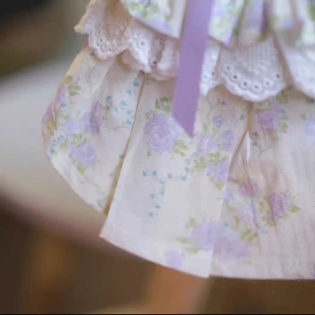 T813 Small Dog Cat Cute Princess Violet Dopamine Style Pet Dress