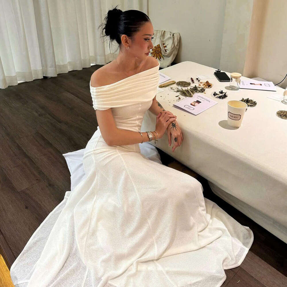 2025 Summer New Sexy Strapless Pure Desire Waist-Cinching Elegant Slim Off-Shoulder Long Dress for Women 315