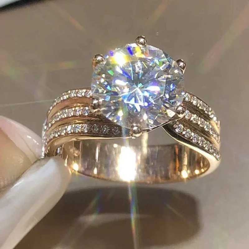 Fashionable silver claw design large crystal wedding ring womens cubic zirconia charm bride engagement ring jewelry gift W250417