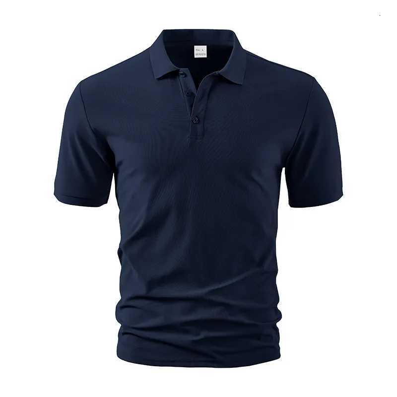 2025 New Summer High-end Mens Business Polo Shirt Breathable Solid Color Simple Loose Summer Casual T-shirt Top XJ250725