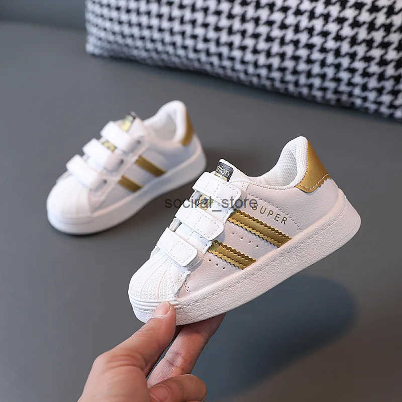 Childrens Sneakers Kids Fashion Design White Non-slip Casual Shoes for Boys Girls Hook Breathable Sneakers Toddler Outdoor Shoe Q250724