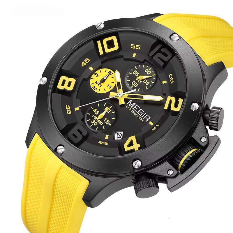 DHwatches MEGIR Men's Sports Watch - 47mm Big Face, Luminous, 30M Waterproof, Silicone Strap, Fashion Quartz Wristwatch