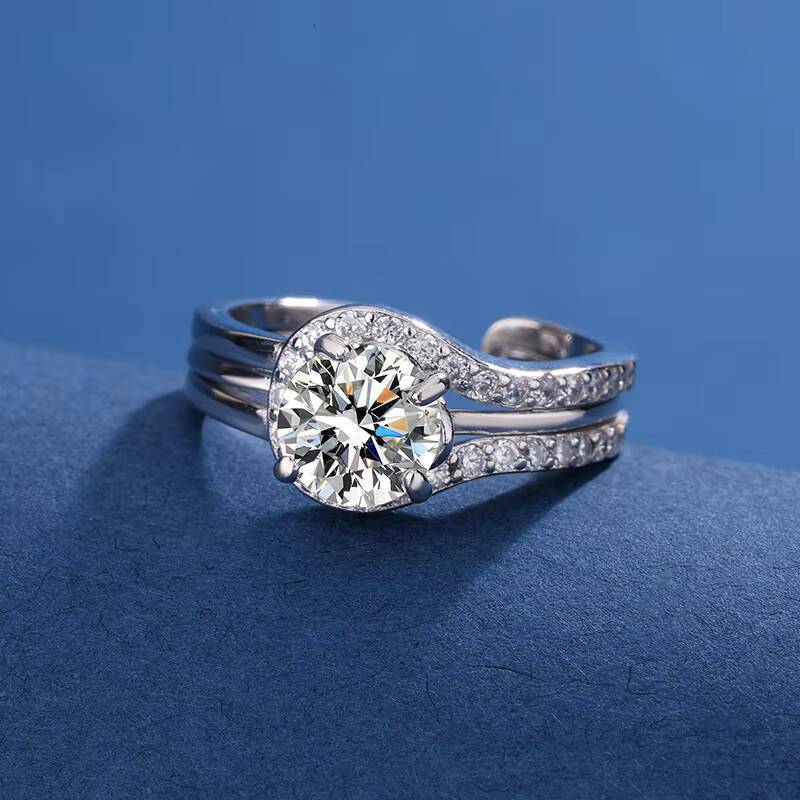 Mid-to-High-End 925 Silver Minimalist Moissanite Rings Sleek Twisted Bands Classic Luxurious Accessories Custom Bulk Orders