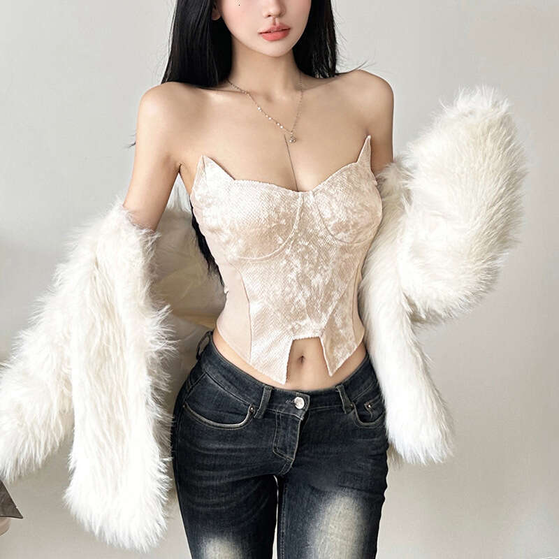 Women's Clothing 2024 Autumn Winter New Solid Color Sexy Sleeveless Slim Fit Tube Top Vest for Women 2b9