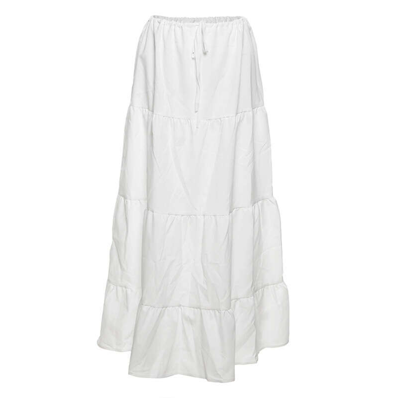 2025Ins Summer New Beach Vacation Strapless Crop Top White Skirt for Women 925