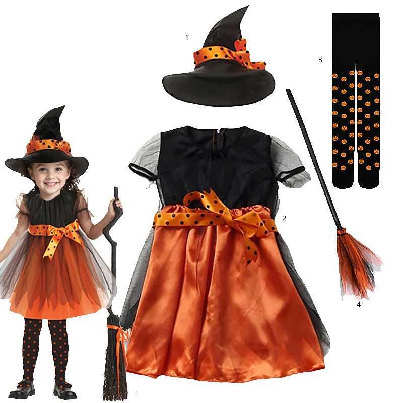 Girl Cosplay Pumpkin Bat Dress Childrens Vampire Witch Show Dresses Halloween Dress Up Costumes Christmas Clothes for Gifts Z250725