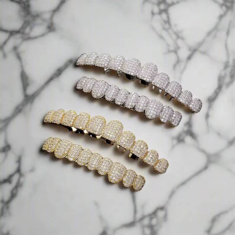 Custom 925 Silver Iced Out VVS Moissanite Grillz Teeth Can Diamond test Men Hiphop Jewelry rapper grillz iced out grillz