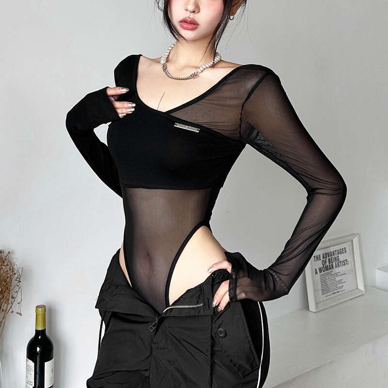 2023 Summer New Women's Solid Color Slim Fashion V-Neck Long Sleeve Sexy Backless Jumpsuit edd
