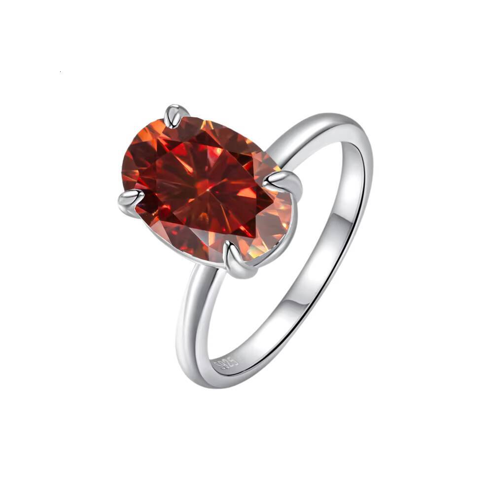 S925 Sterling Silver High-End Fashion Design Cross-Border 8*11 Oval Pigeon Egg Moissanite Ring for Men Women 194# Colorful