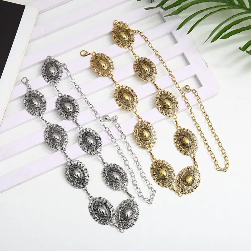 Fashion Metal Womens Waist Chain Gold/Silver Adjustable Retro Waist Chain Durable Carved Chain Belt 250722