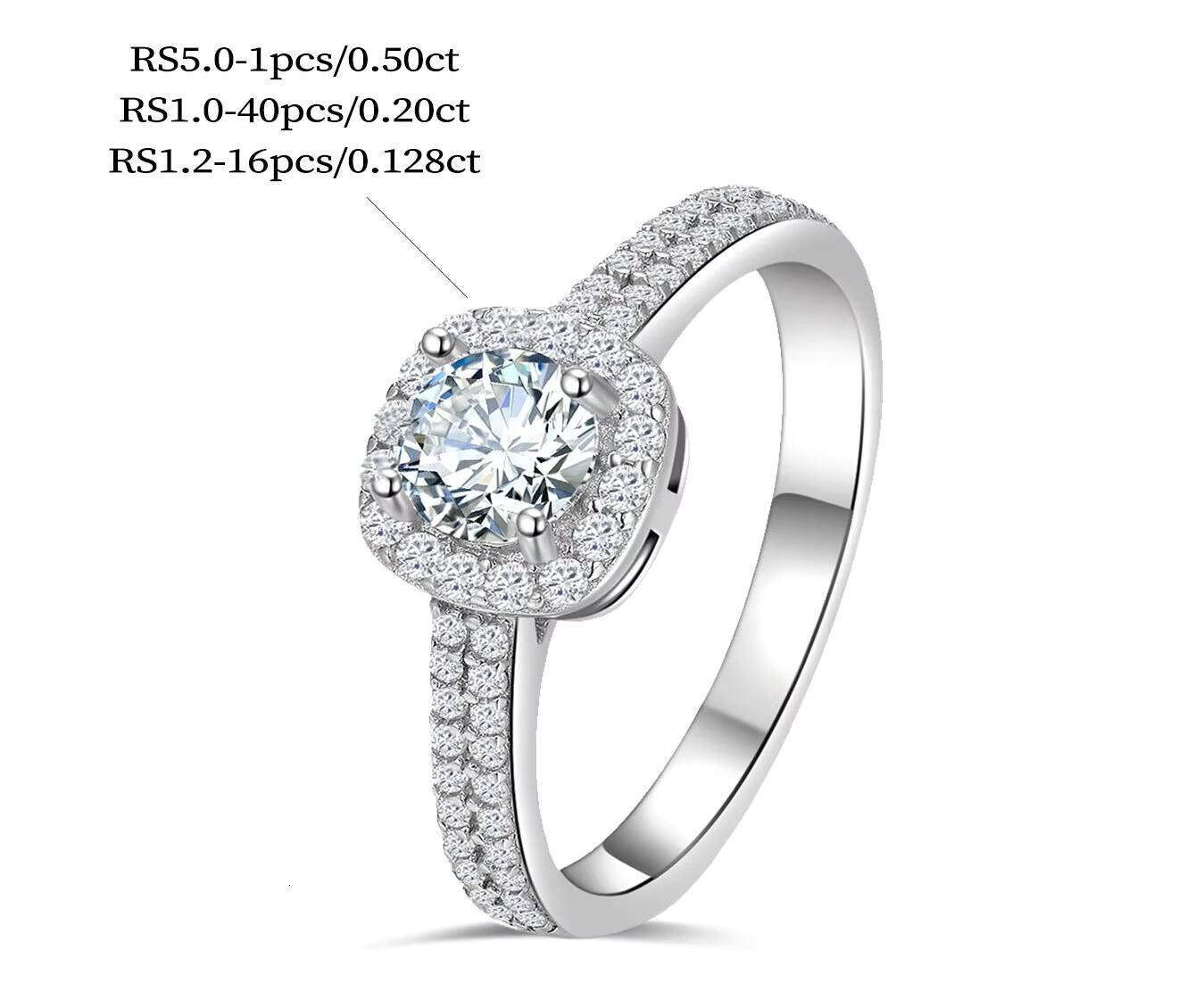 S925 Sterling Silver Lab Grown Diamond Ladies Finger Ring Fine Jewelry Women Moissanite Ring