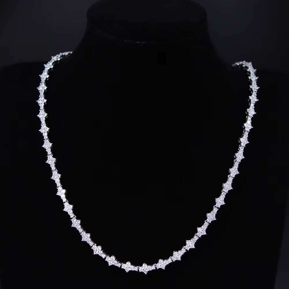 Hip Hop Necklace Gold Sier GRA Certificate D/VVS Moissanite Dia Cuban Chain