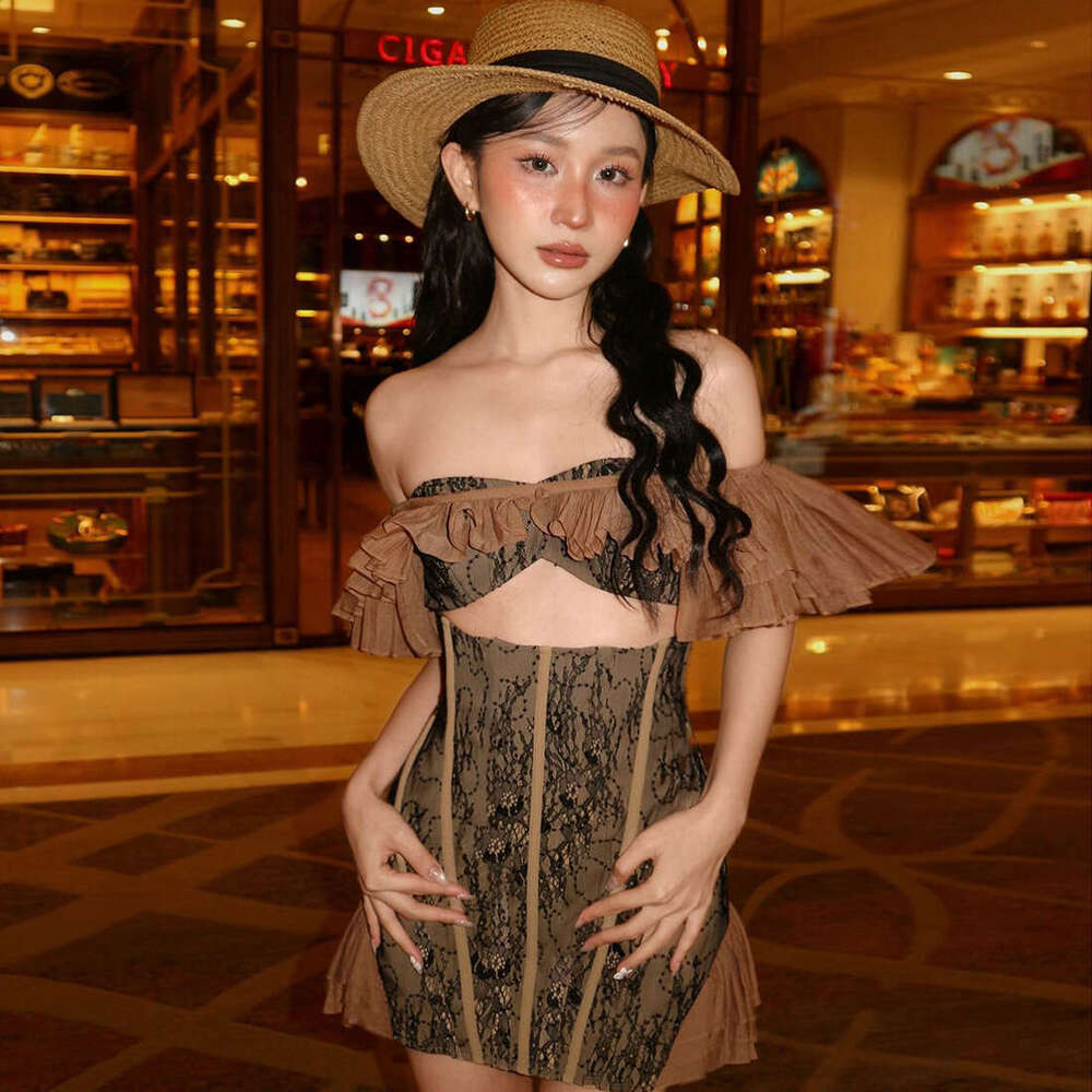 2025 Summer New Off-Shoulder Niche Design Slim Fashion Trendy Suit Dress Women's Clothing af0