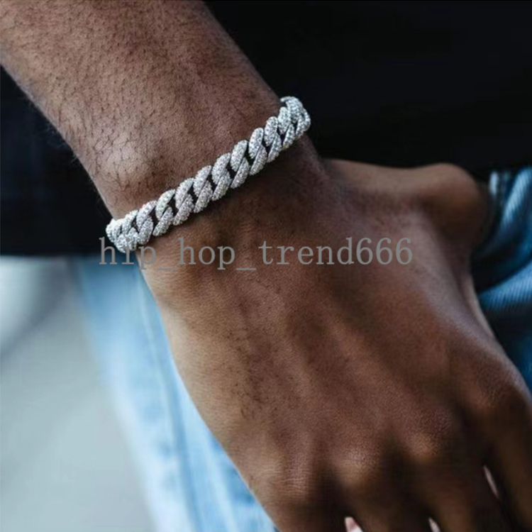 Fast Shipping Moissanite Diamond Hip Hop Jewelry 925 Sterling Silver 6mm 9mm 13mm Iced Out 2rows Cuban Link Chain Men Necklace