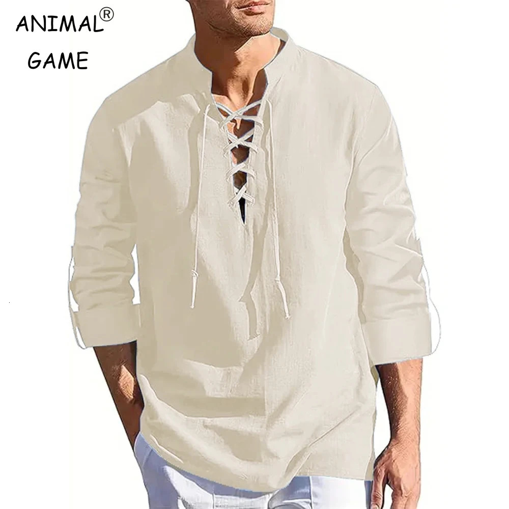 Mens Renaissance Shirt Pirate Medieval Viking Top Long Sleeved Halloween Costume Breathable T Shirts Daily Party Streetwear 250725