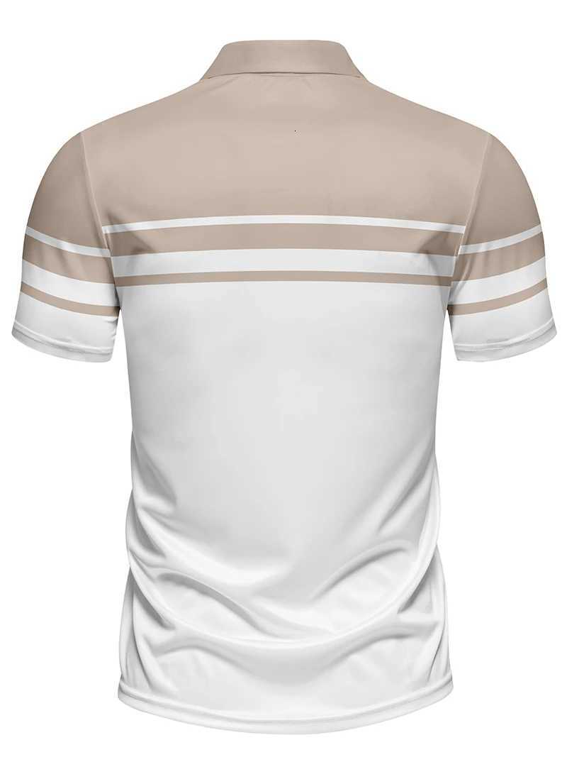Fashionable mens summer polo casual with lapel button design and personalized stripe print can be used as a gift and machine washable. XJ250725