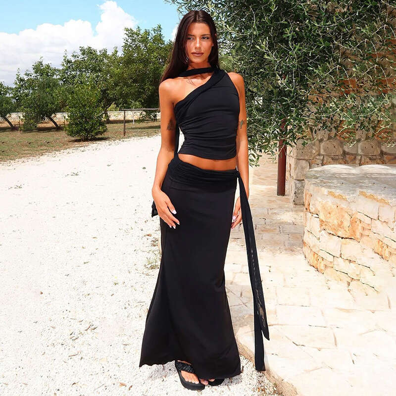 2024 Summer New Women's Solid Color Slim Fit Street Fashion Halter Sexy Backless Tank Top b81