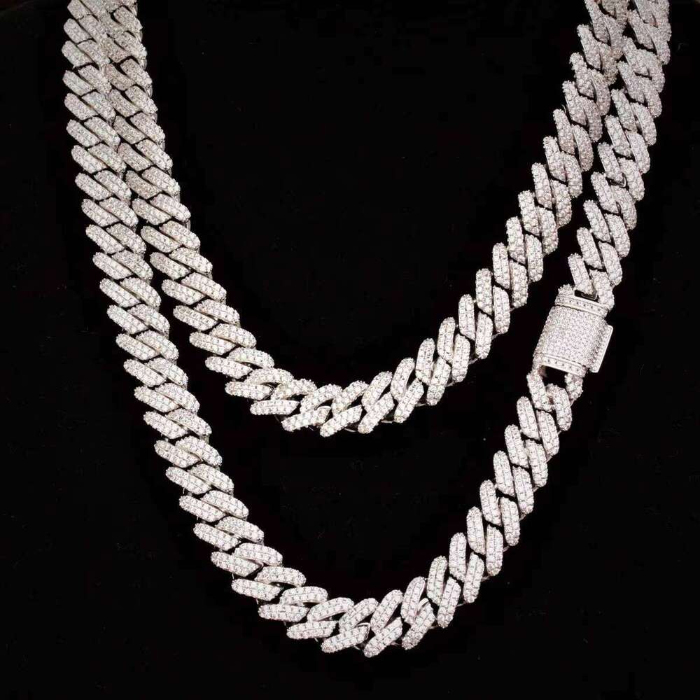 Pearlescent 14k Gold Plated Iced Out Hip Hop Jewelry VVS Moissanite Women Necklace for Men Cuban Chain