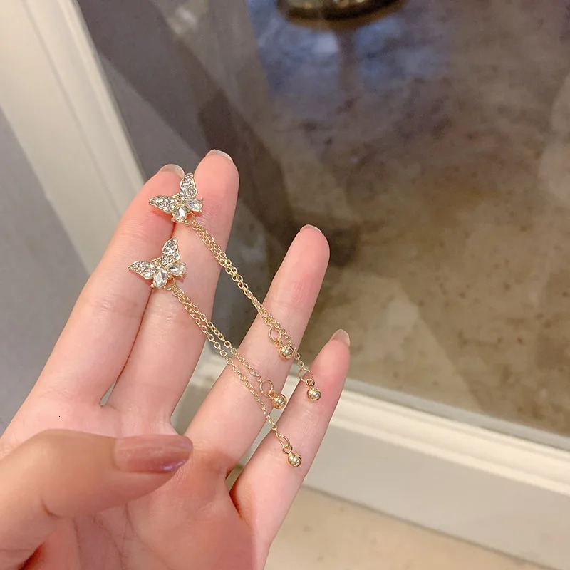 Drop Ear Line Long Hanging Earrings for Women Rose Gold Color Zircon Crystal Piercing Threader Earing Accessories Jewelry 250715
