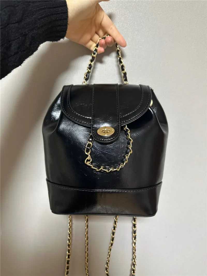 2025 Korean Style Bag for Women Small Backpack Lady Leisure PU Leather Chain Designer Daily Bags Women Travel Backpack Y250724