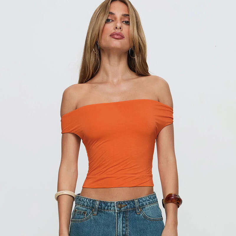 Qtp644 Women's Autumn Winter Crossbody Off-Shoulder Halter Multi-Way Backless Short Crop Top T-Shirt B5