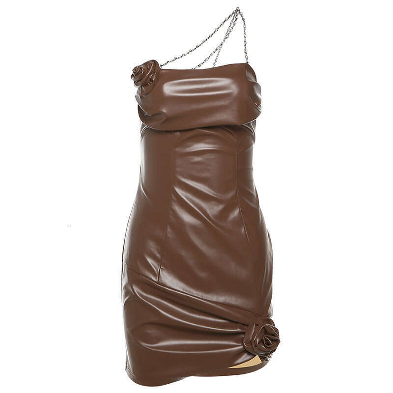2023 Autumn Winter New Fashion Sexy One-Shoulder Strap Bodycon Dress for Women 962
