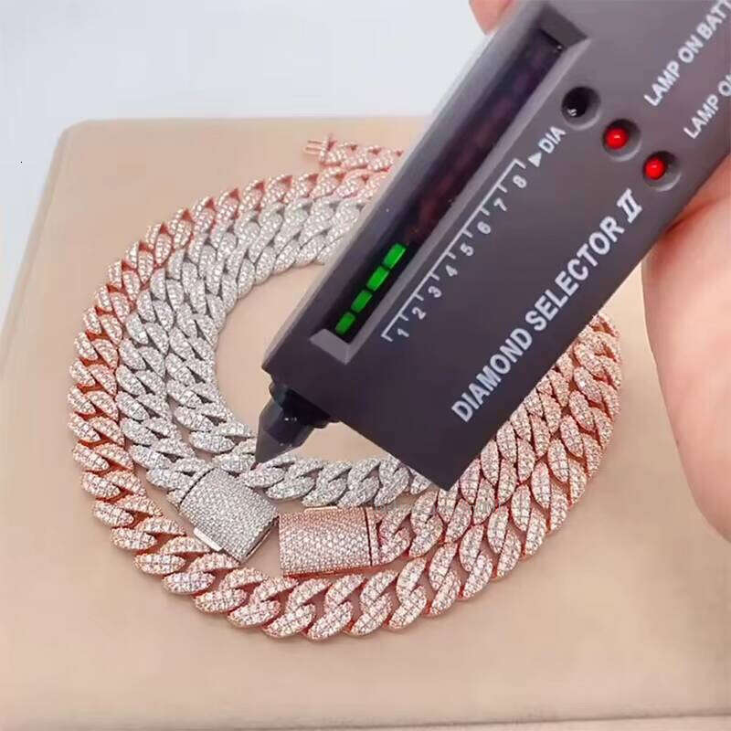 12Mm Vvs Dia Link Chain Necklace Cuban Necklaces Moissanite