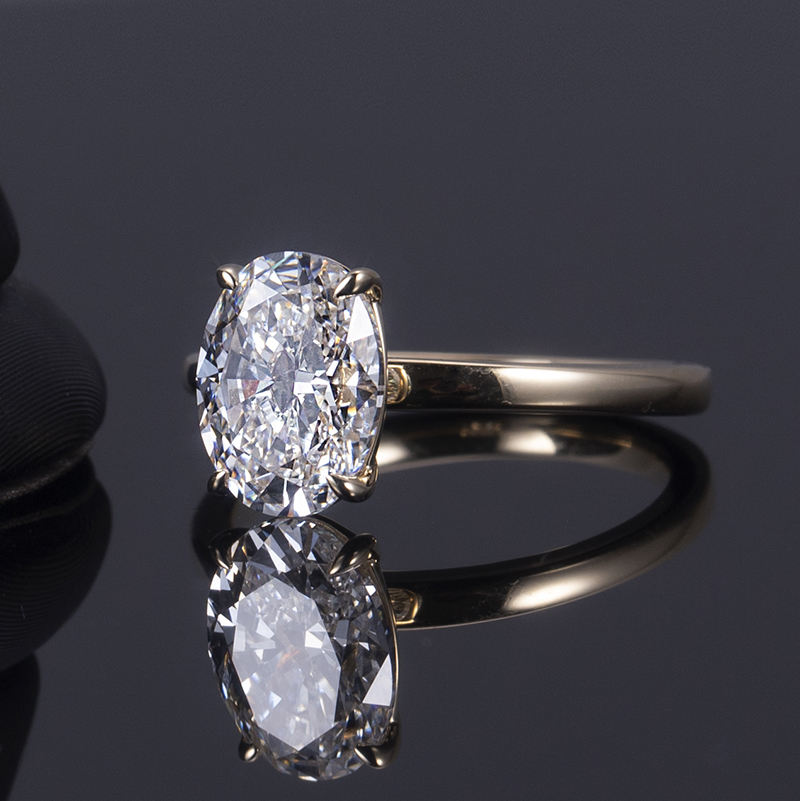 Customized Jewelry 18K Gold 1ct Oval Shaped IGI Lab Diamond Engagement Ring