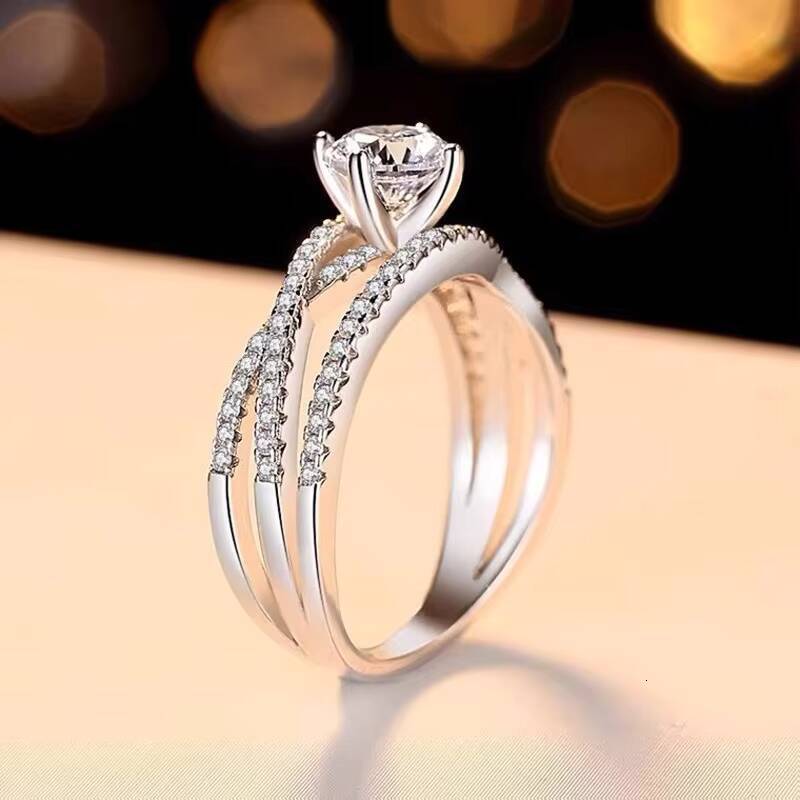 S925 Sterling Silver Classic Moissanite Ring with Gold Finish Advanced Collection of Elegantly Designed Earrings