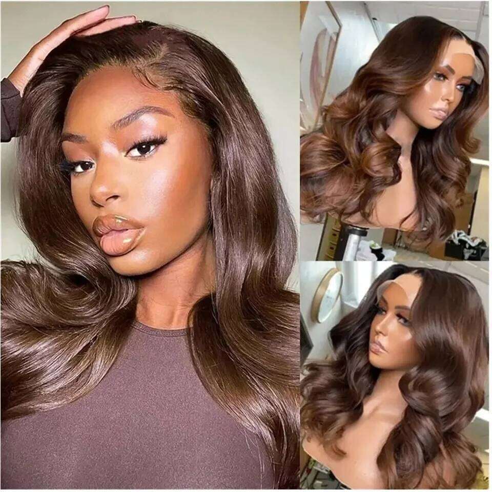 30 Inch Chocolate 13X4 Transparent Front Wig Body Wave 13X6 Brown Colored Lace Frontal Human Hair Wigs For Women