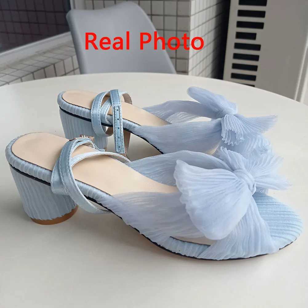 Dropship VIP 2023 Summer Woman Sandals Round Heels Super High Heel With Butterfly-knot Sweet Lady Office Shoes Plus Size 50 Z250725