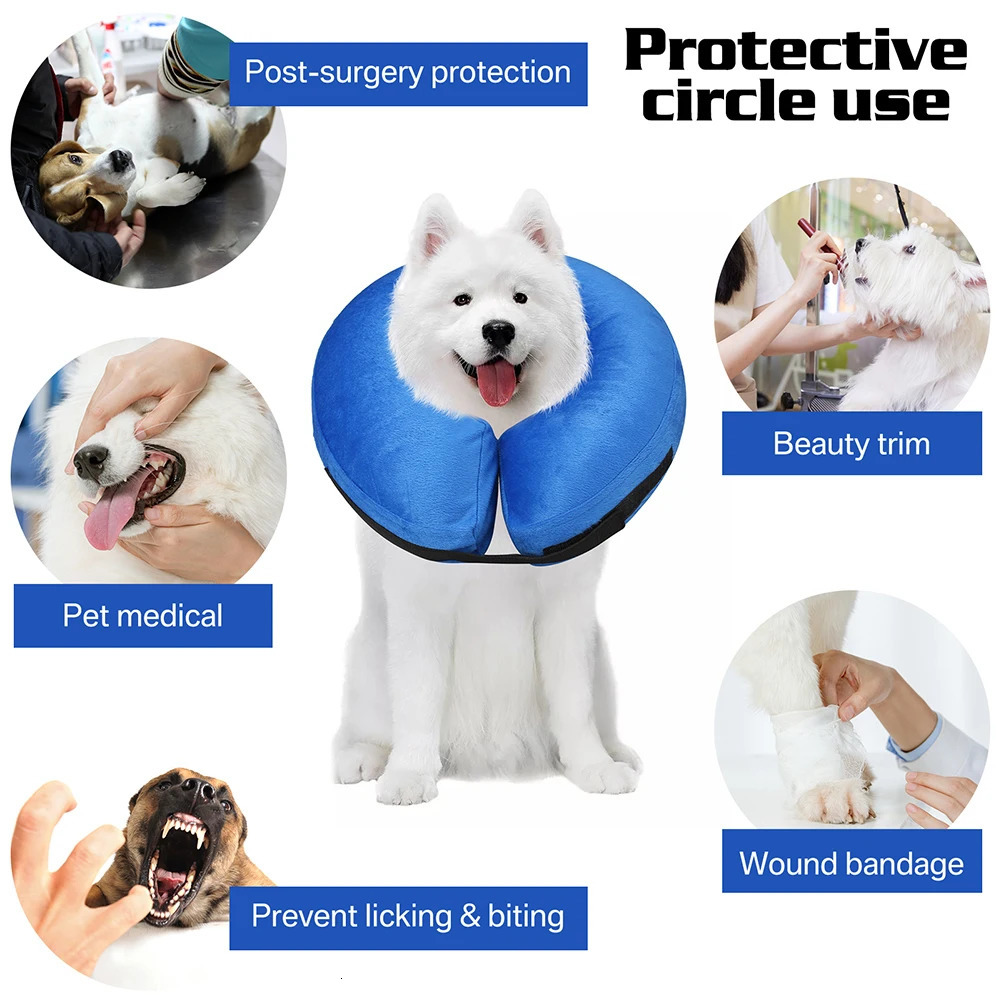 Dog Collar After Surgery Protective Inflatable Soft Blow Up Collar For Pet Recovery for Small Medium Large Dogs Cats Drink Eat 250716