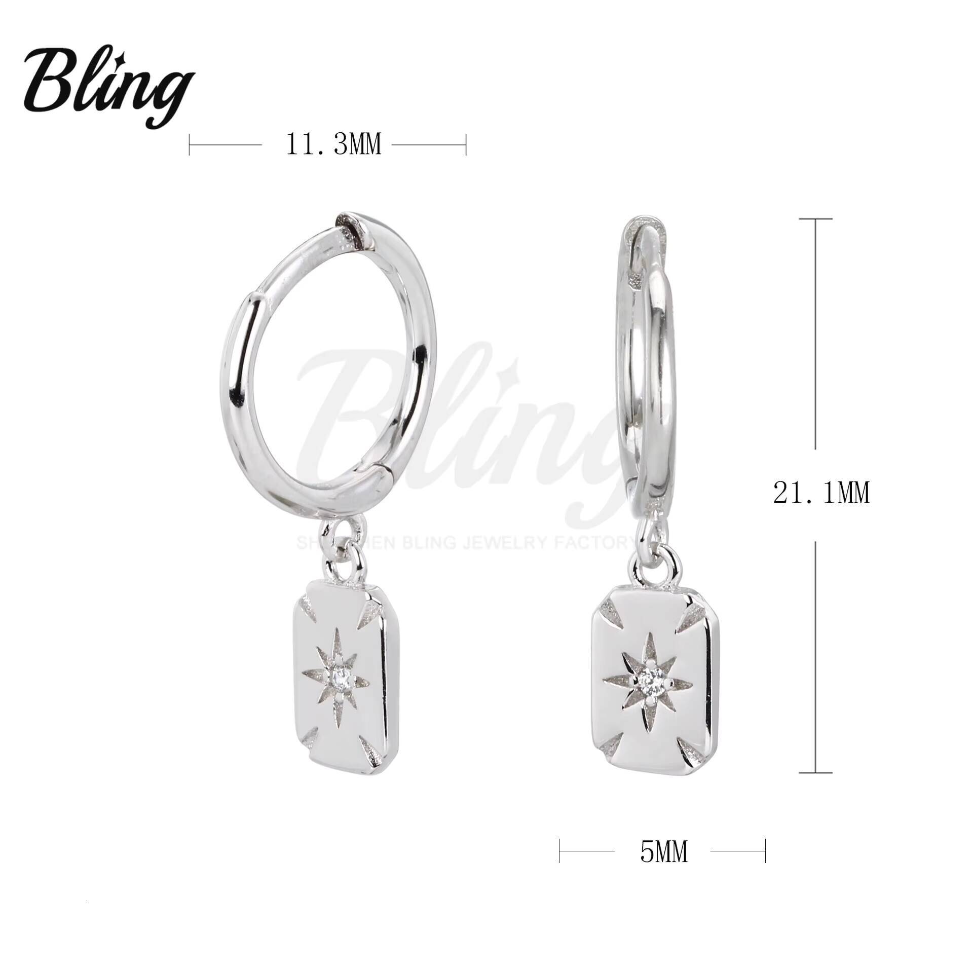 BLING Custom Diamond Moissanite Earrings S925 Sterling Silver Women Hoop Earrings Gold Plated Star Stud Earrings with Zircon