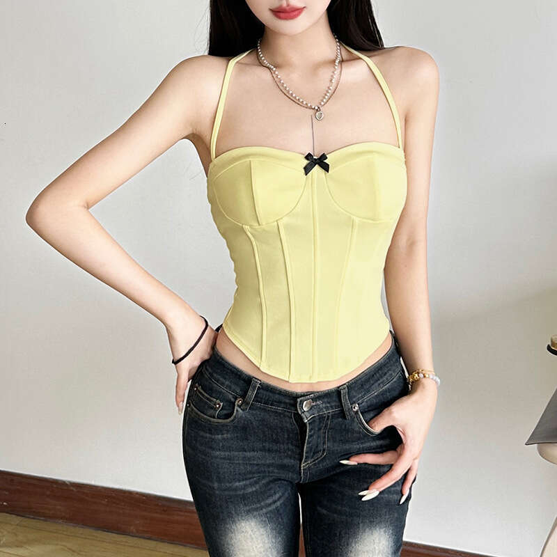 2025 Spring New Women's Solid Color Slim Street Fashion Strap Sleeveless Two-Piece Vest a57