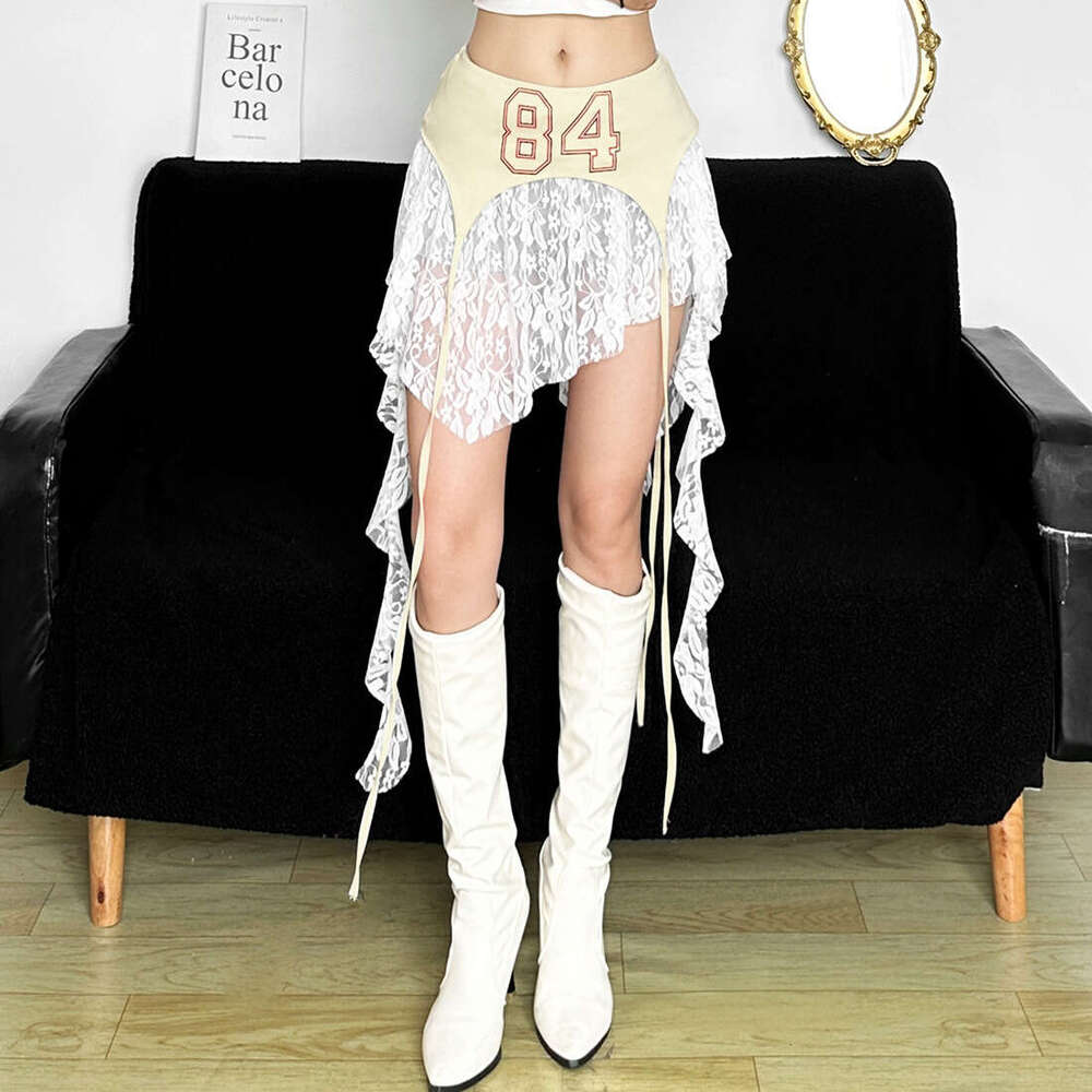 2025 Summer New Fashion Trend Versatile Irregular Fake Two-Piece Slim High-Waisted Skirt for Women 5c2