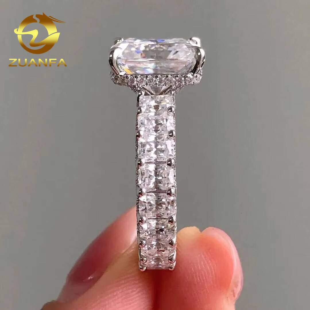 Luxury Fine Jewelry Super White Wedding Engagement Band GRA VVS Baguette Diamond Full Band Iced Out Moissanite Ring