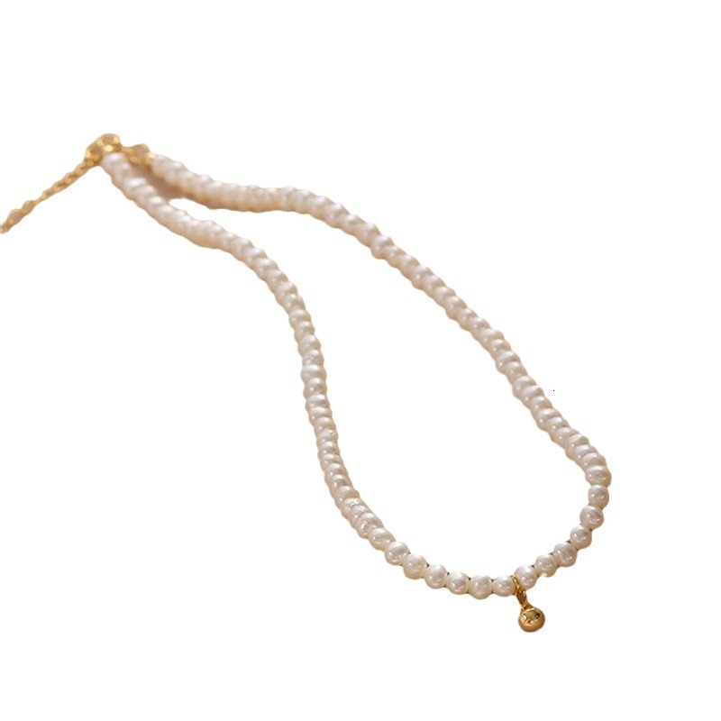 French Style New Pearl Necklace Choker Light Design Small Gold Ball Collarbone Chain Jewelry for Women