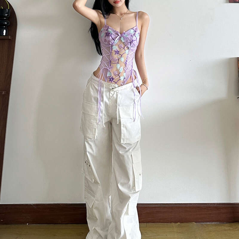 2024 Autumn Winter New Women's Solid Color Slim Street Fashion V-neck Strap Backless Jumpsuit 969