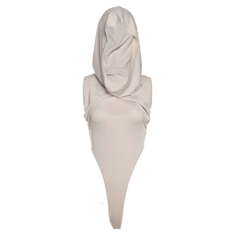 INS2024 Style Autumn Winter New Women's Solid Color Slim Street Fashion Hooded Sleeveless Jumpsuit f24