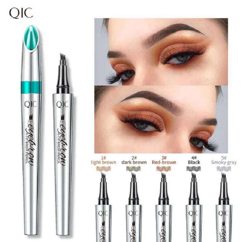 QIC Four-Claw Sketch Black Brown Gray Liquid Eye Brow Pencil Waterproof Long Lasting 3d Microblading Eyebrow Pen X250725