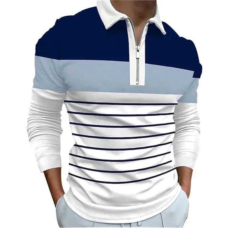 100% Polyester Summer Men Casual Long Sleeve Polo Shirt Men Sport Lapel Business Golf Polo Shirt Tops XJ250725