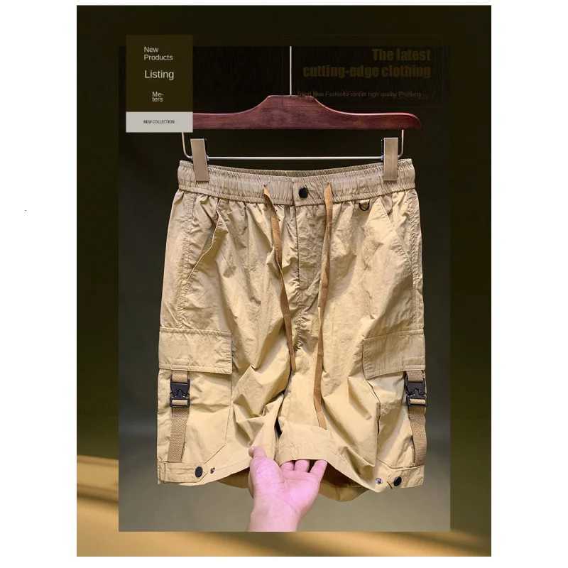 2025 Summer Thin Casual Shorts Mens Trendy Brand Loose Multi Pocket Straight Tube Quick Drying Workwear Pentagram Pants W250724
