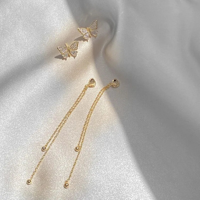 Drop Ear Line Long Hanging Earrings for Women Rose Gold Color Zircon Crystal Piercing Threader Earing Accessories Jewelry 250715