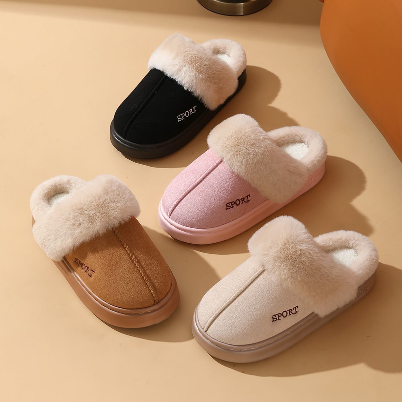 Autumn Winter Warm Comfortable Women, Indoor and Outdoor Wear, Thick Sole, Non-Slip Cotton Slippers for Men