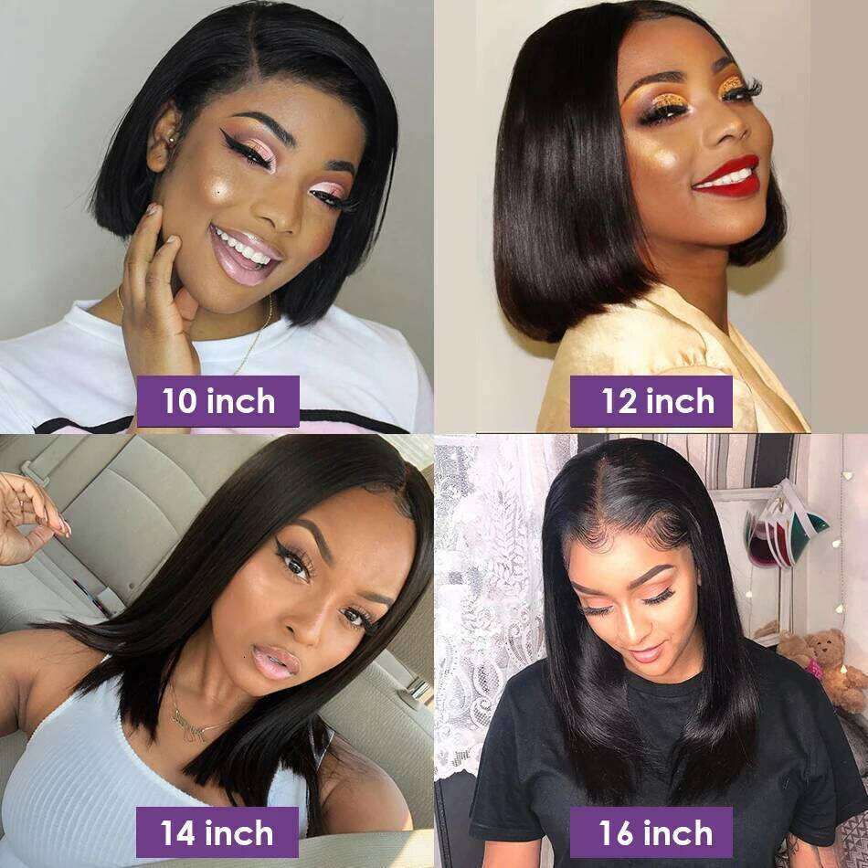 Straight 13X4 Human Hair Frontal 200% Remy Pre Plucked Transparent Lace 4X4 Short Bob Wigs For Women