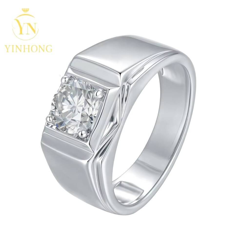 Wholesale Custom Mens Engagement Ring 1.0ct White Moissanite S925 Silver For Engagement Gift Wedding Rings