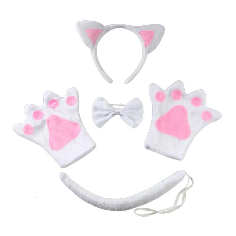 Black Cat White Cat Ear Headband Tutu Skirt Tail Gloves Set School Animal Dress Halloween Carnival Birthday Gift Cosplay Costume Z250725
