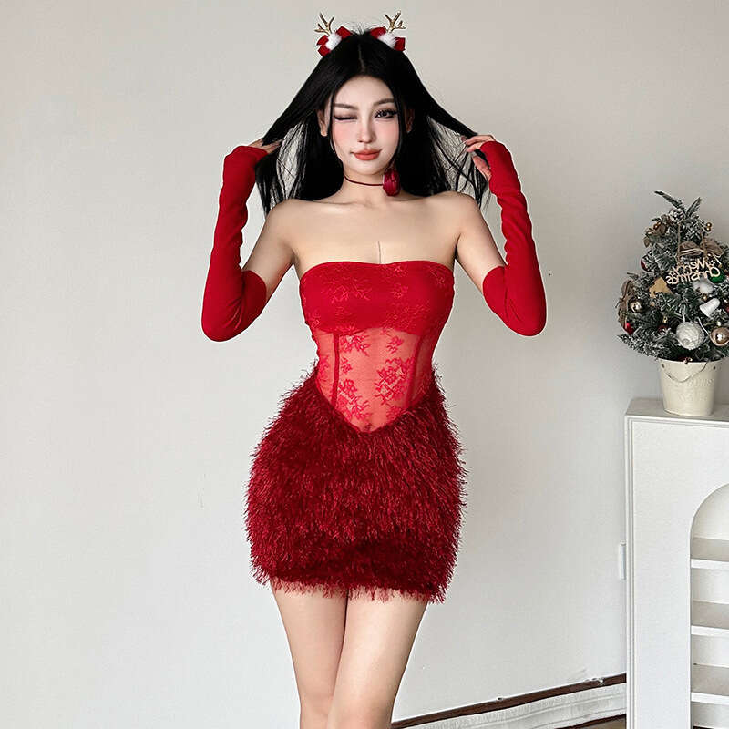 2024 Autumn New Women's Solid Color Slim High Waist Fashion Off-Shoulder Tube Dress 813